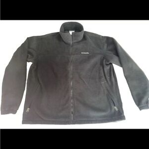 Columbia Mens Fleece Jacket Long Sleeve Full Zip Pocket Embroidered  Black XXL